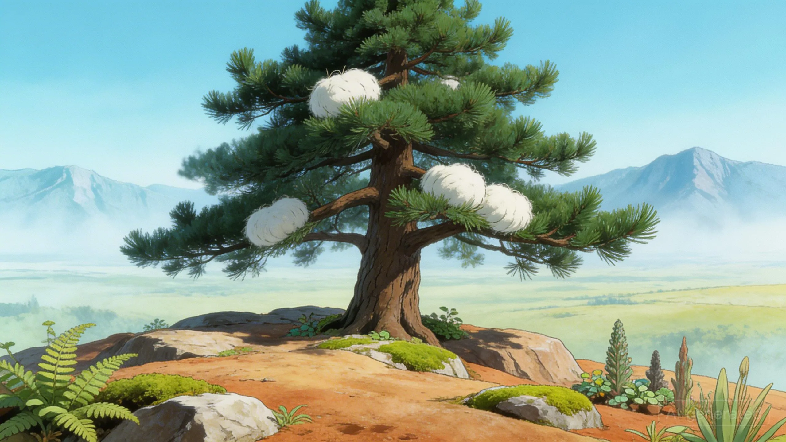 Gros plan d'un pin fortement infesté en altitude en Matheysine.